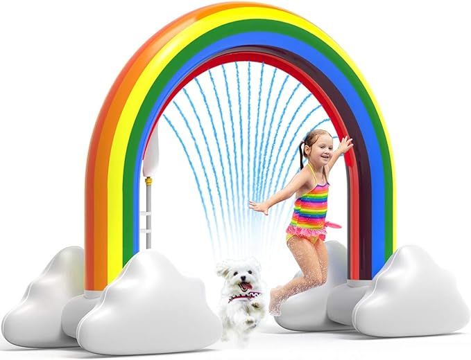 BILLKAQ Inflatable Rainbow Sprinkler Toys,Large Summer Sprinkler Splash Toy Outdoor for Kids, Out... | Amazon (US)