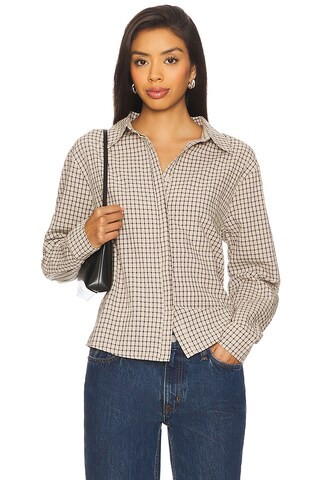 LIONESS Nirvana Shirt in Vintage Beige Plaid from Revolve.com | Revolve Clothing (Global)
