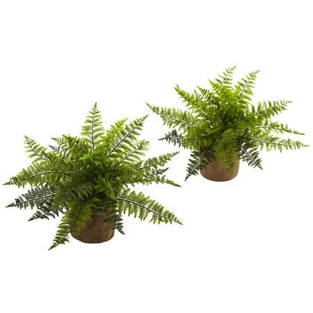 Nearly Natural Ruffle Fern Bush Silk Plant - Set of 2 | Walmart (US)