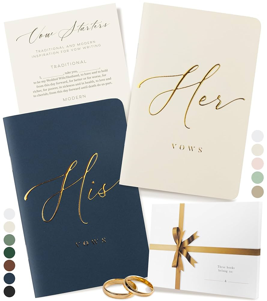 ARTESORI Premium Wedding Vow Book for Her & Him, Soft Touch, Gold Foil, 28 Lined Pages, Wedding V... | Amazon (US)