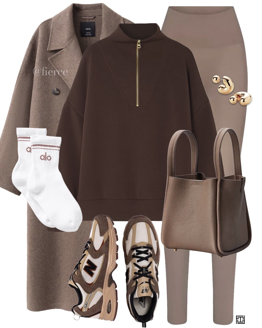Brown taupe beige wool coat taupe beige leggings new balance 530 sneakers taupe beige leather bag weekend outfit athleisure look travel 

#LTKuk #LTKwinter #LTKeurope