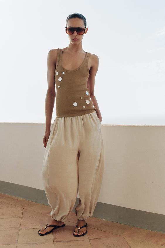 ELASTIC WAIST BALLOON PANTS | Zara US