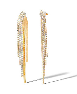 Jessica Simpson Flash Yellow Gold Plated Glass Stone Chain Crystal Drop Earrings - Macy's | Macy's