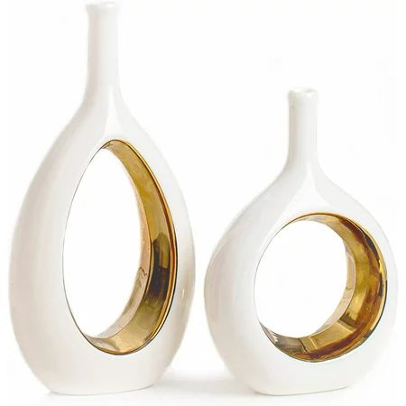 White Gold Vase- Modern Vase Vases for Decor Ceramic Vase for Shelf Decor Home Office Living Room Bo | Walmart (US)