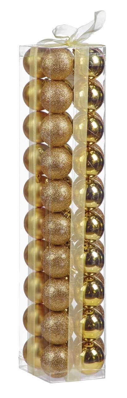 For Living Shatterproof Decoration Ball Christmas Ornament Set, Gold, 2.4-in, 50-pc#151-7879-8 | Canadian Tire