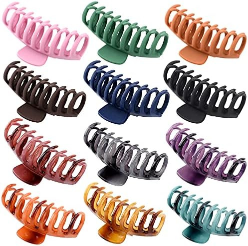 12 PCS Big Hair Claw Clips , Trendcy Colors,Matte Non-slip Material ,Strong Hold Hair For Women And  | Amazon (US)