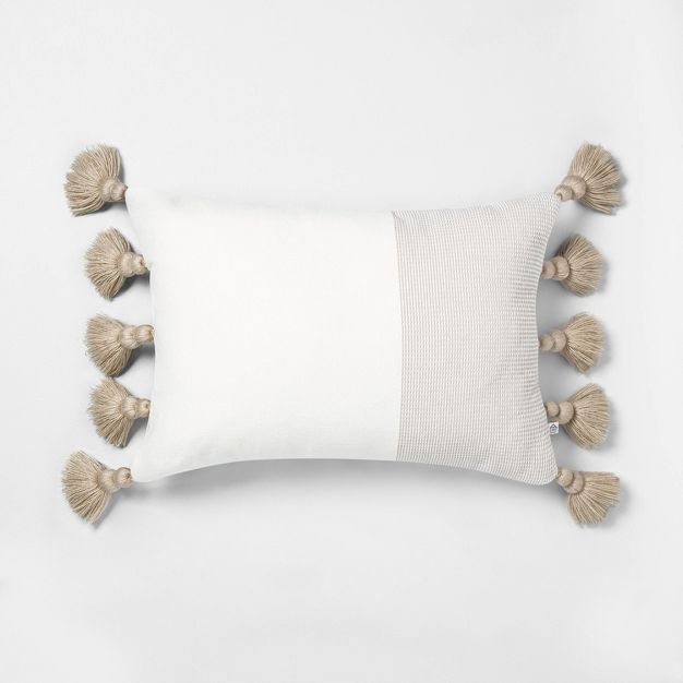 14" x 20" Textured Colorblock Lumbar Pillow - Hearth & Hand™ with Magnolia | Target