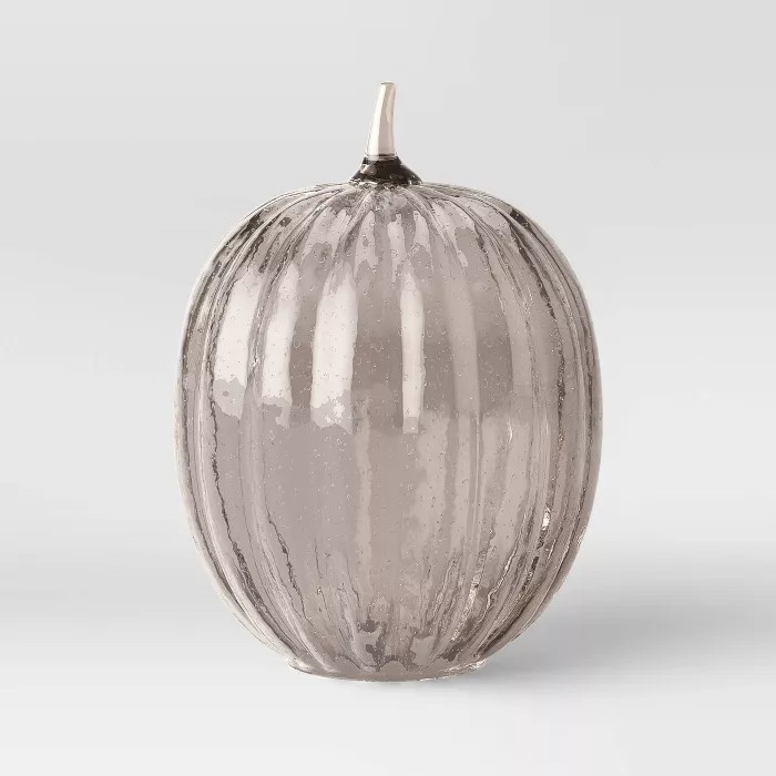 14.5" x 10" Decorative Seeded Glass Pumpkin with LED Light Figurine Black - Threshold™ | Target