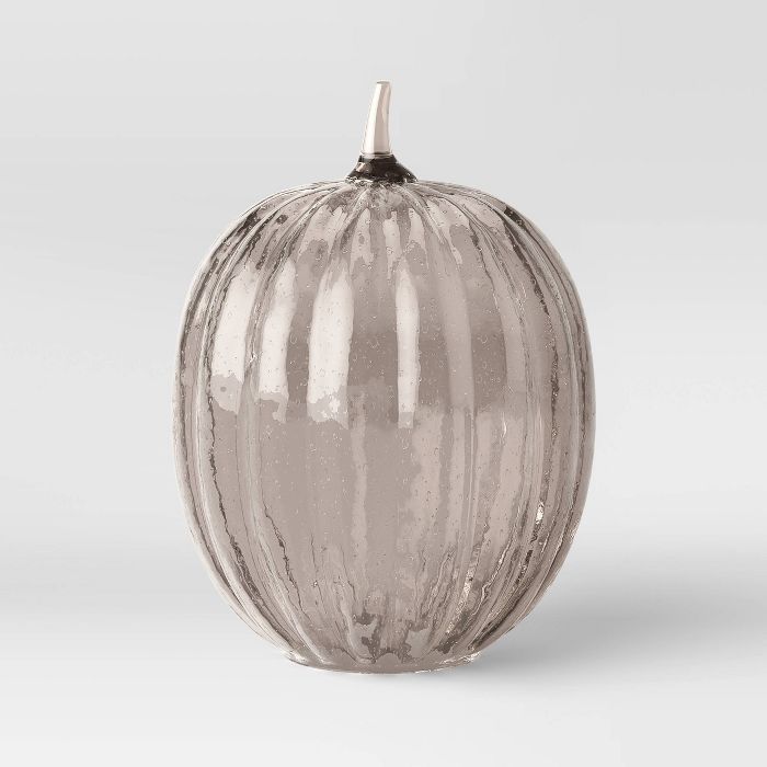 14.5" x 10" Decorative Seeded Glass Pumpkin with LED Light Figurine Black - Threshold™ | Target