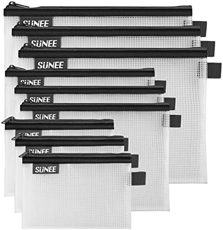SUNEE Plastic Mesh Zipper Pouch Document Bag 10x14 in - Letter Size Waterproof Document Pouch for... | Amazon (US)