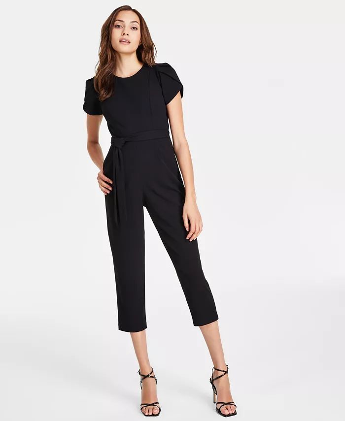 Calvin Klein Women's Tie-Waist Tulip-Sleeve Jumpsuit - Macy's | Macy's