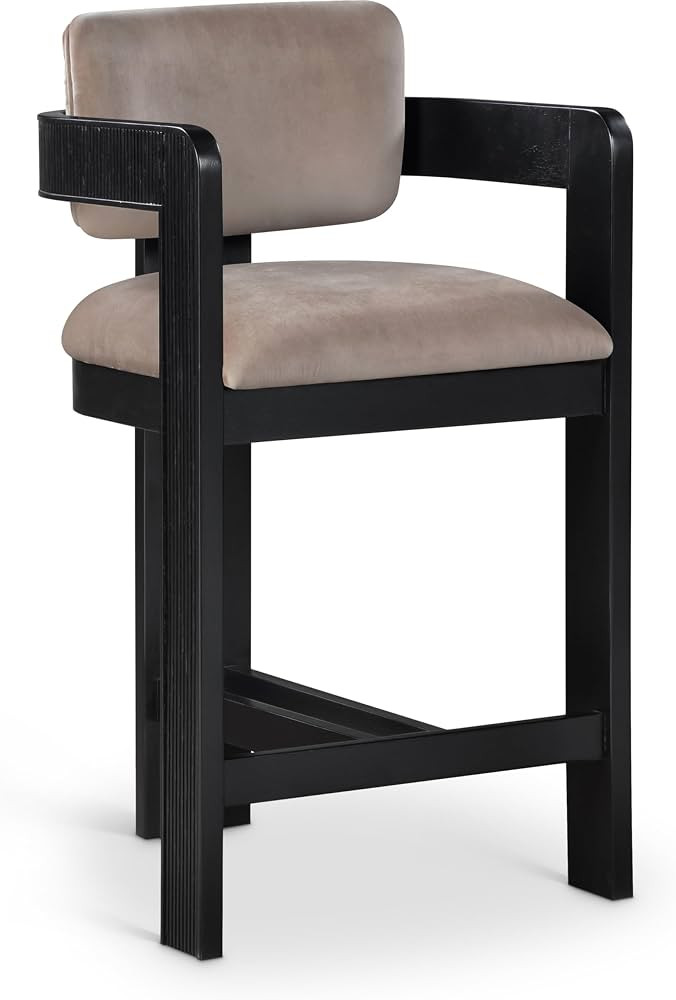 Meridian Furniture Sacha Velvet/Rubberwood Counter Stool, Taupe | Amazon (US)