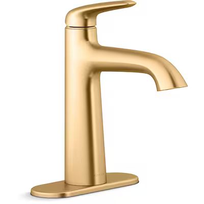KOHLER Avail Vibrant Moderne Brushed Brass 1-handle Single Hole WaterSense Mid-arc Bathroom Sink ... | Lowe's