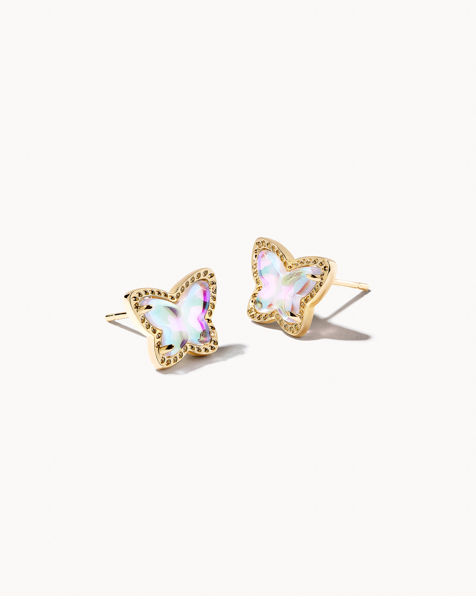 Lillia Butterfly Gold Stud Earrings in Blue Dichroic Glass | Kendra Scott | Kendra Scott