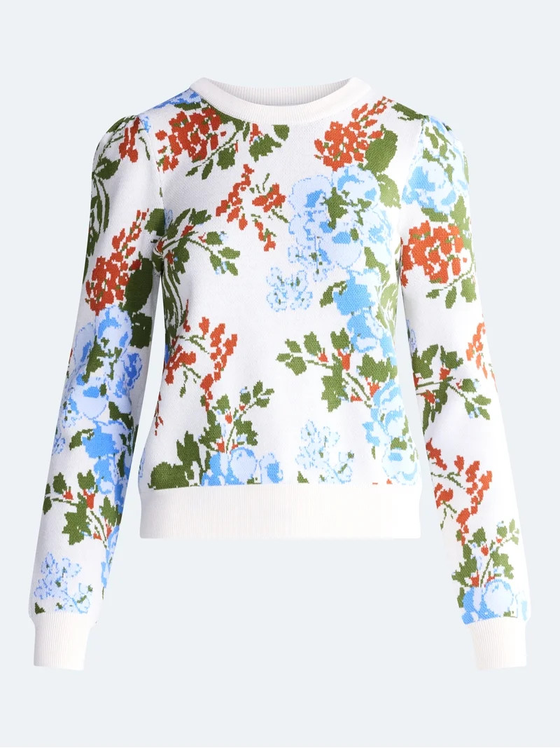 Free Assembly Women's and Women's Plus Sweater with Long Puff Sleeves, Midweight, Sizes XS-4X | Walmart (US)