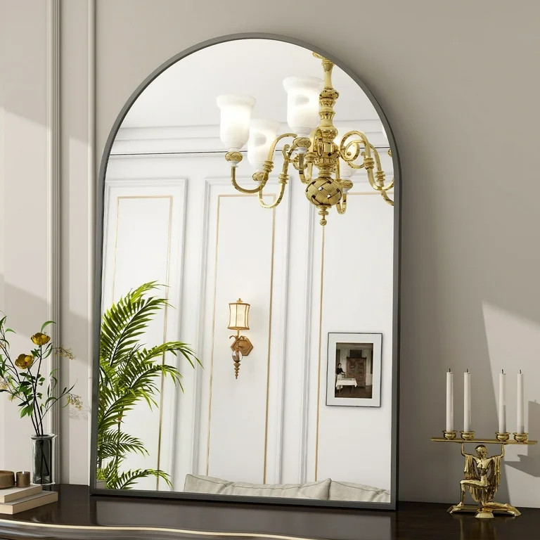 BEAUTYPEAK 26"x 38" Bathroom Mirror Wall Vanity Arched Mirror, Black | Walmart (US)