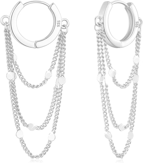 Ritach Trendy Gold Huggie Hoop Earrings for Women Shiny 925 Sterling Silver Disco Ball Cute Chain... | Amazon (US)