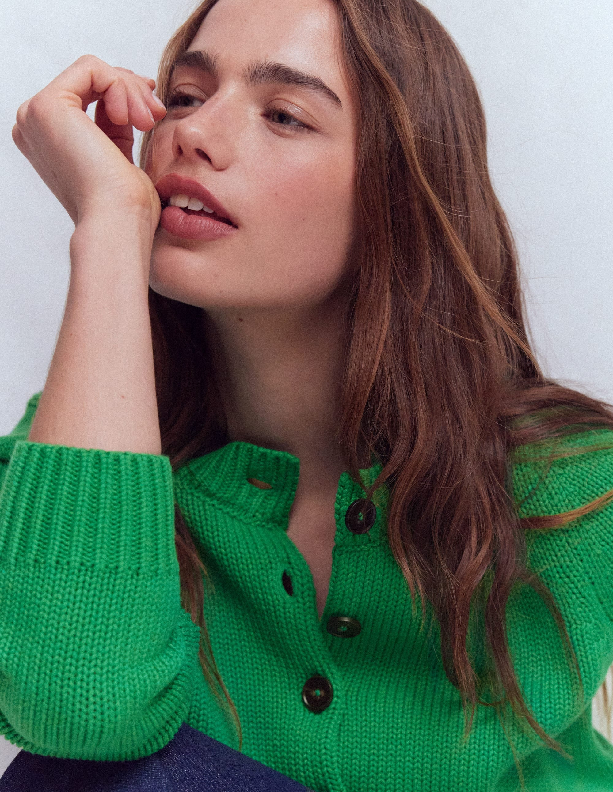 Lucy Chunky Cotton Cardigan-Rich Emerald | Boden (US)