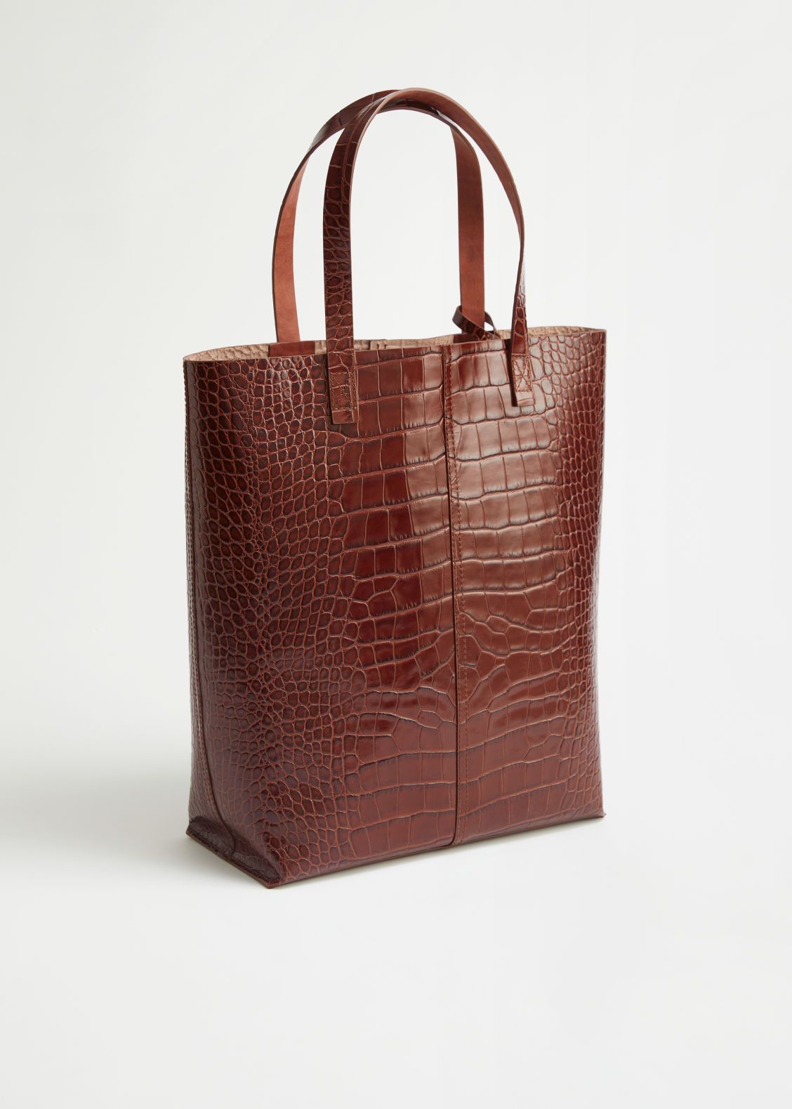 Croc Embossed Leather Tote Bag - Brown | & Other Stories (EU + UK)