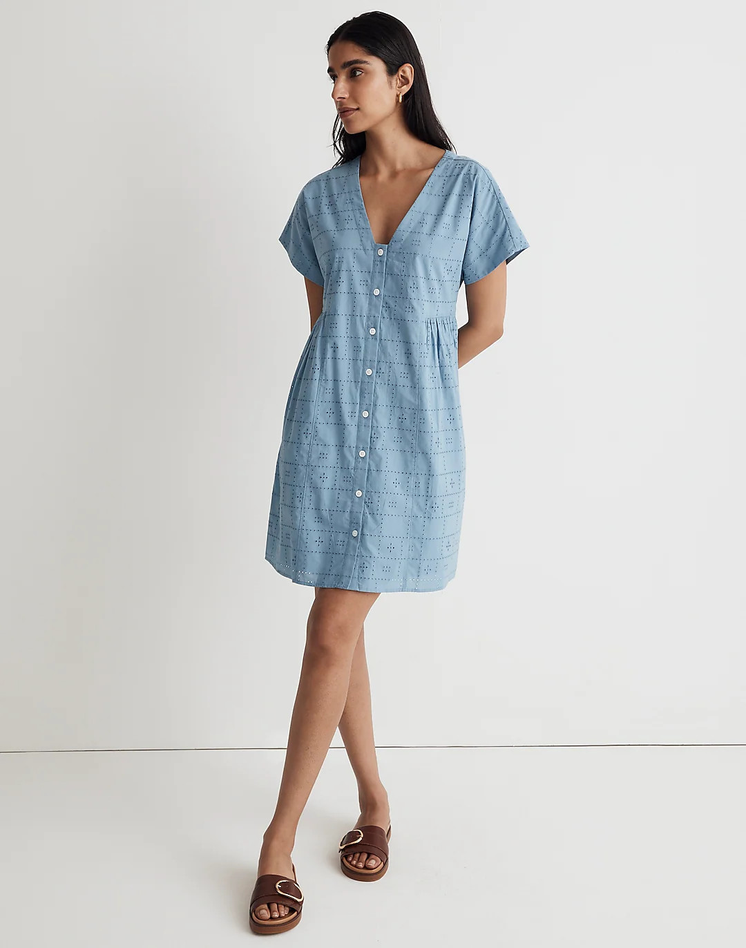 Button-Front V-Neck Mini Dress | Madewell