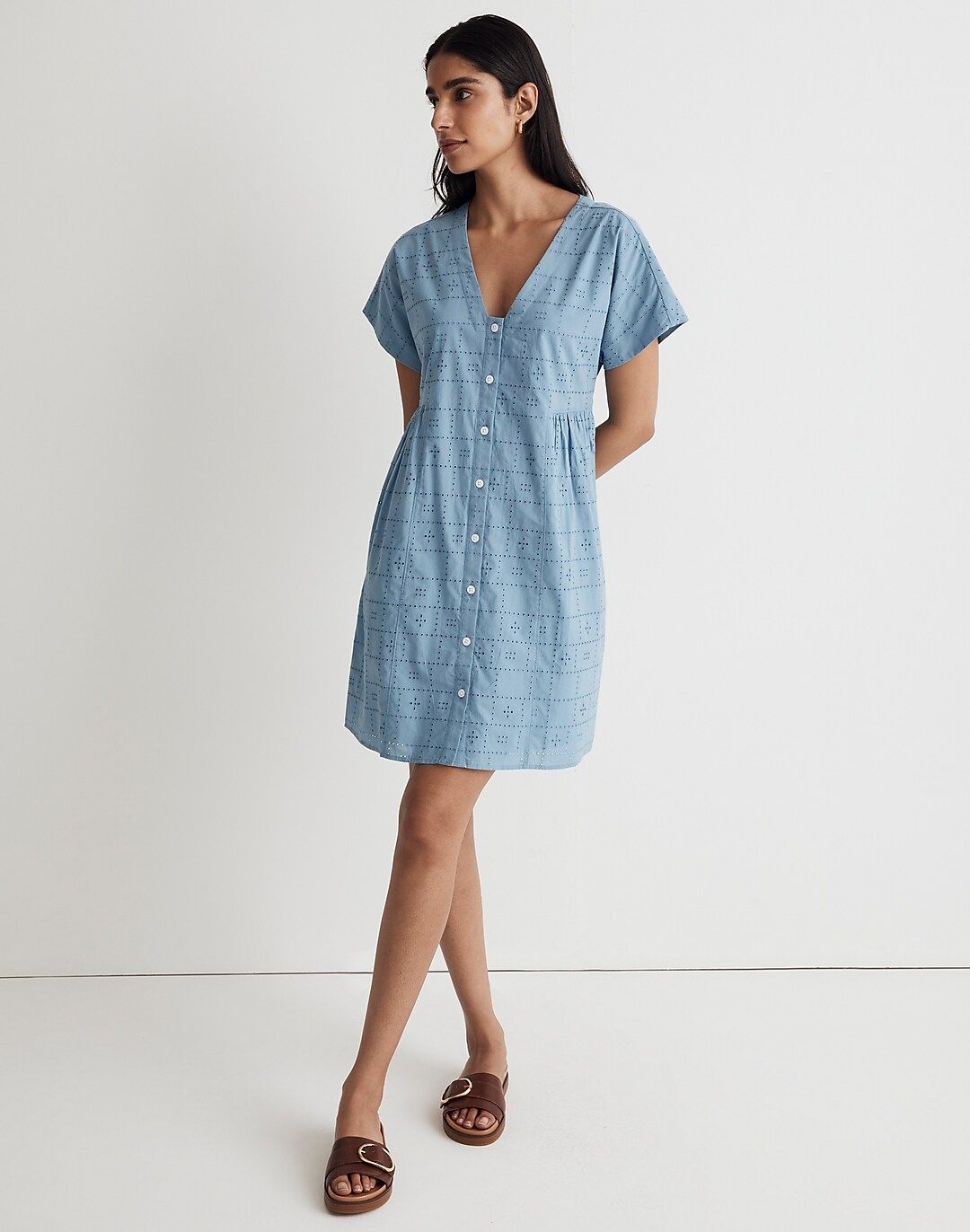 Button-Front V-Neck Mini Dress | Madewell