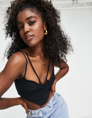 Stradivarius - Top corset à bretelles - Noir  | ASOS | ASOS (Global)
