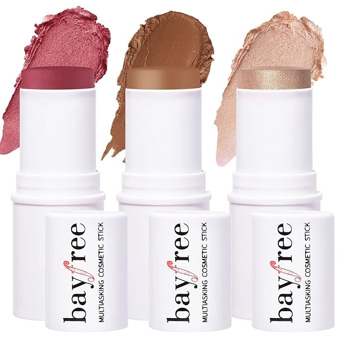 KIMUSE Multi Stick Trio Face Makeup, Cream Blush Stick for Cheeks & Lips, Contour Stick & Highlig... | Amazon (US)