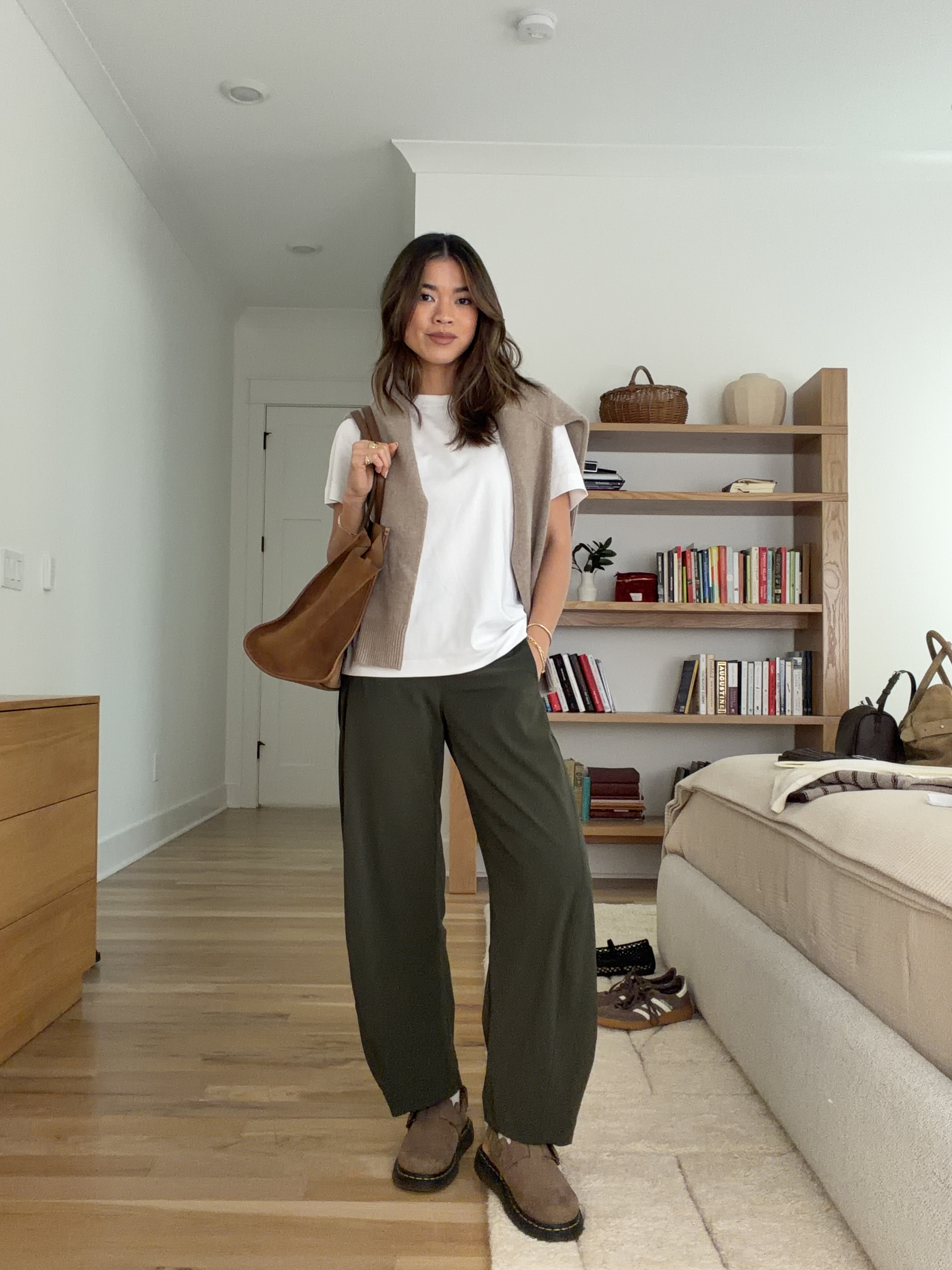The perfect everyday tee from @OAK + FORT. I sized up for an oversized look!

Sizing info: 
-Ruti The On The Loose Work Pants (Size 0 regular in Verdant) 
-Oak&Fort Cotton Relaxed Fit T-Shirt (Size Small in White) 
-Aritzia Essential Cashmere Relic Sweater (Size Small in Heather Nomad Taupe) 

green pants, petite pants, green petite pants, fall pants, summer pants, barrel pants, summer outfit, fall outfit, vacation outfit, travel outfit, best petite pants, petite barrel pants, comfy pants, viral barrel pants, fall style, petite fall style, fall tee, white tee, fall sweater

#LTKootd #LTKSeasonal #LTKPetite