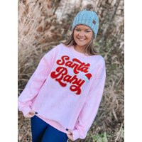 Santa Baby Chenille Sweatshirt | Light Pink Free Shipping | Etsy (US)