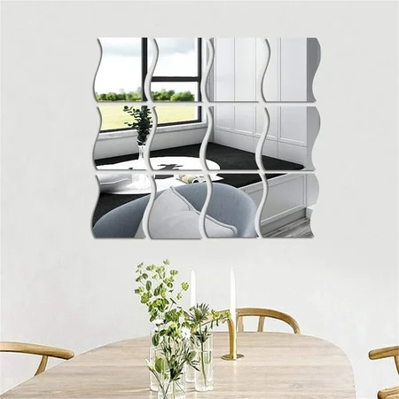 6 Pcs Wavy Mirror Wall Stickers Full Length 3d Mirror Home Decor Acrylic Mirror Plastic Sheet For Ho | Walmart (US)