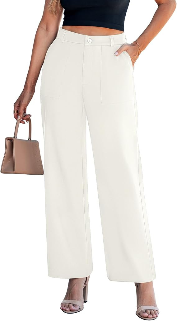 GRAPENT Wide Leg Dress Pants Women Business Casual High Waisted Elastic Waist Stretchy Work Trous... | Amazon (US)