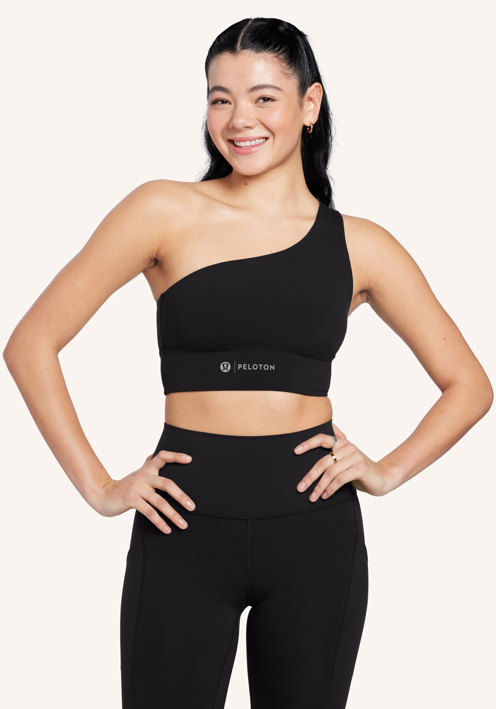 Peloton X Lululemon Women's Lululemon Align Asymmetrical Bra| Light Support, C/d Cup in Black - Cycling Performance Apparel | Peloton Apparel