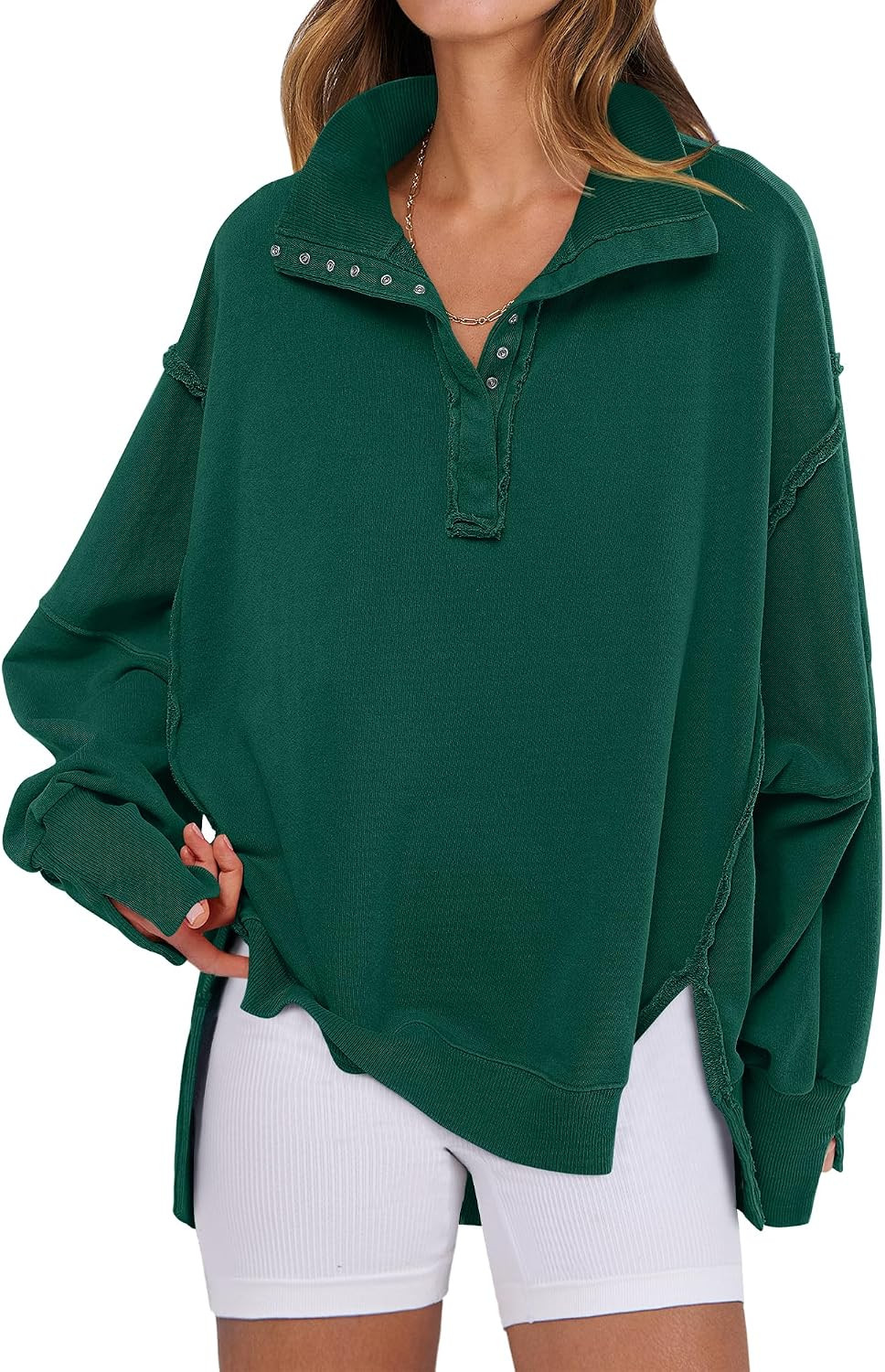 ANRABESS Sweatshirt for Women Oversized Henley Fall Outfits | Amazon (US)