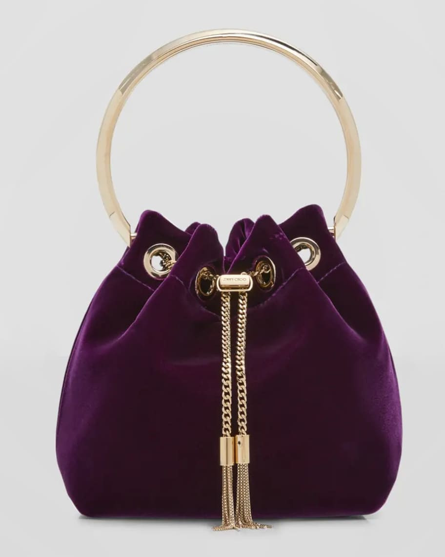 Jimmy Choo Bon Bon Velvet Drawstring Bucket Bag | Neiman Marcus