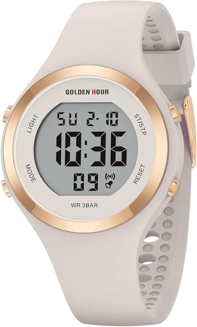 GOLDEN HOUR Waterproof Sport Women's Digital Chronograph Silicone Strap Watch | Amazon (US)