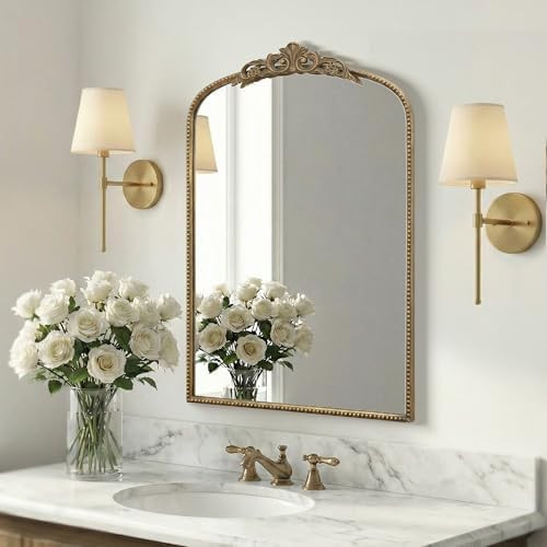 Micasso Ornate Antique Gold Mirror: 24"x 36" French Baroque Arched Mirror - Traditional Vintage M... | Amazon (US)
