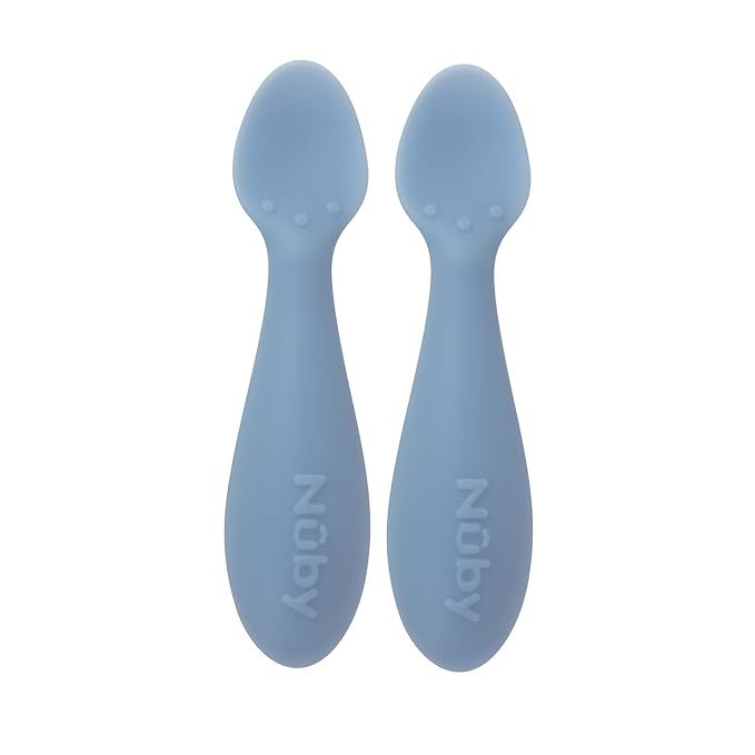 Nuby Silicone Mini 2 Pack Spoons, Baby Led Weaning, 4+m, BPA Free, Blue | Amazon (US)