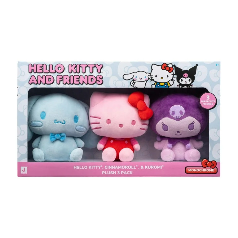 Hello Kitty® and Friends - 8 inch Hello Kitty®, Cinnamoroll™, & Kuromi™ Plush 3 Pack | Walmart (US)