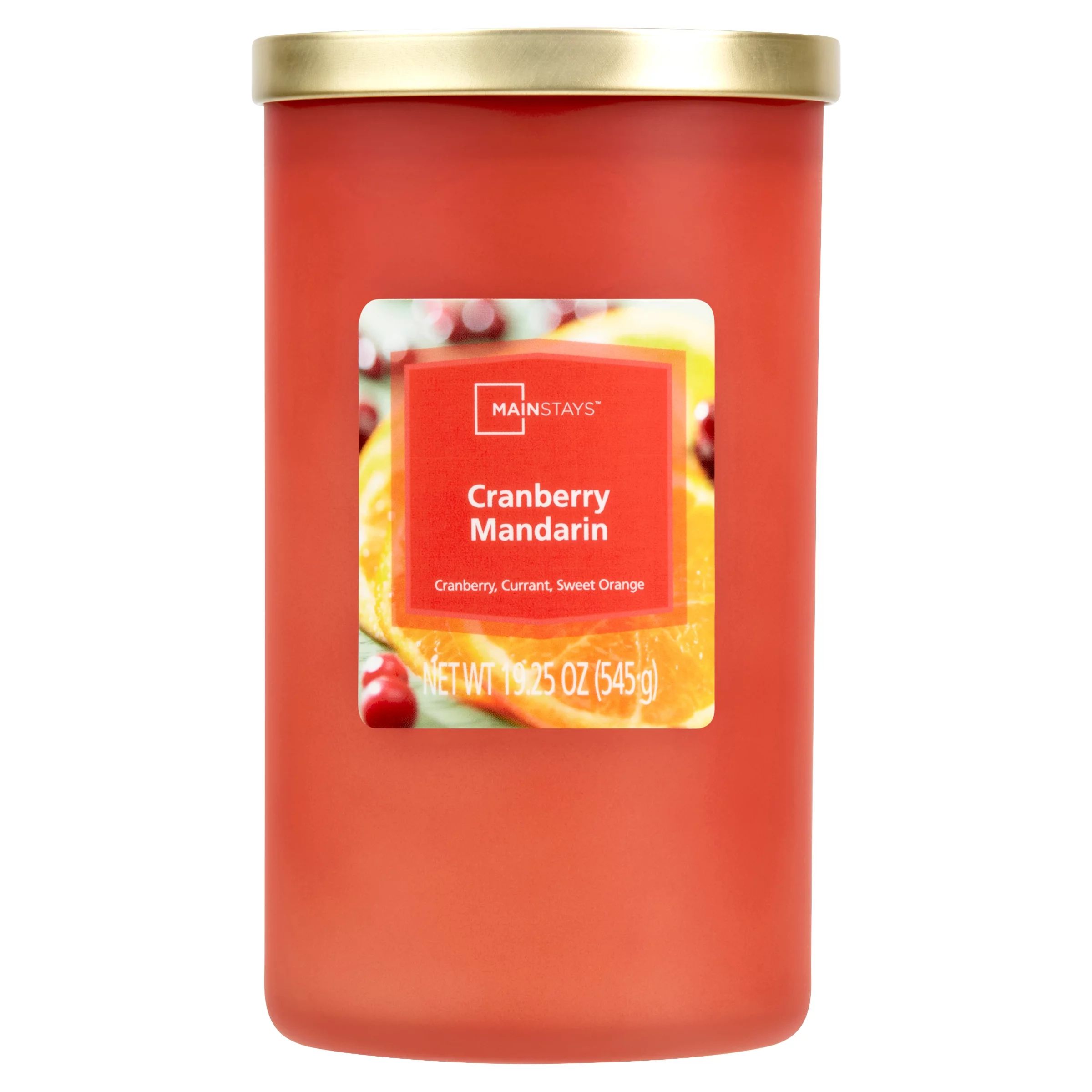 Mainstays Cranberry Mandarin Scented Frosted Glass Single-Wick Candle, 19 oz | Walmart (US)