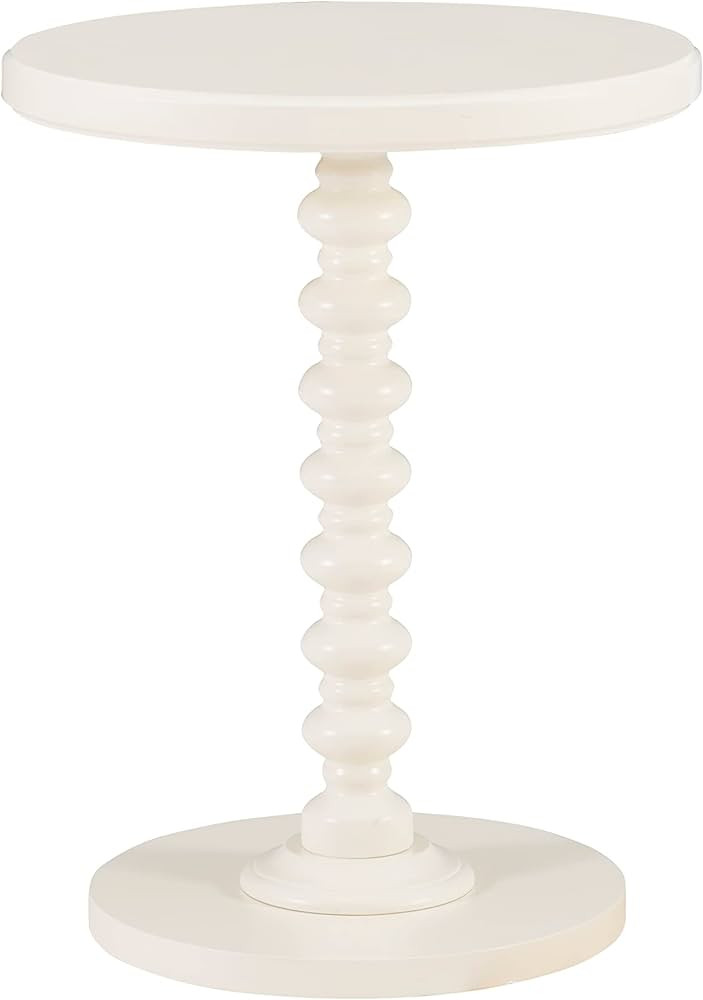Powell White Tarkin Round Turned Spindle Pedestal Side Accent Table | Amazon (US)
