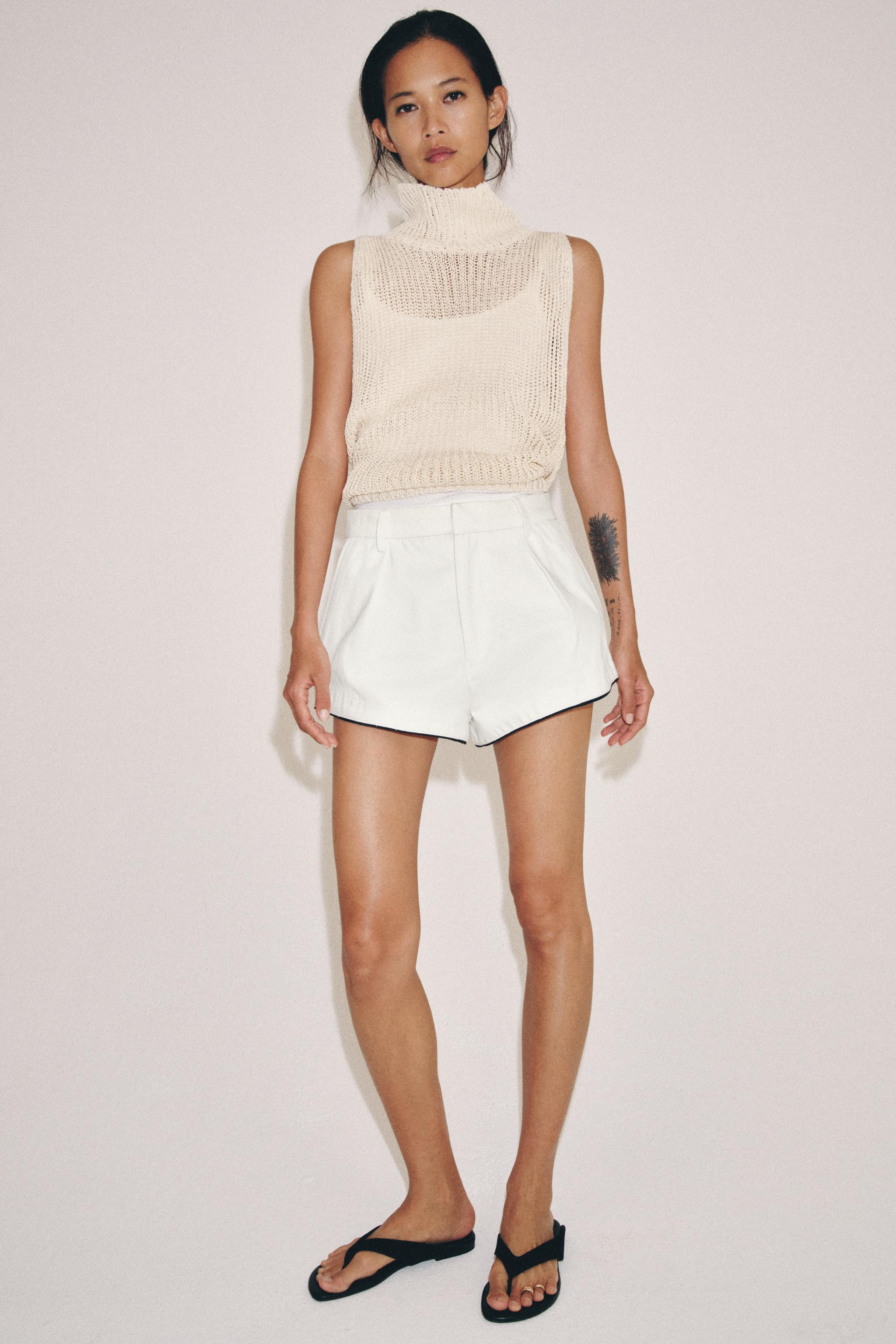 ZW COLLECTION DARTED DENIM SHORTS | Zara US