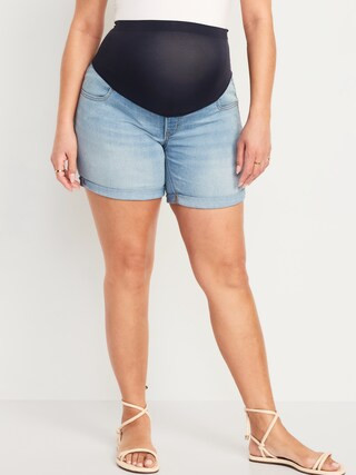 Maternity Full Panel OG Straight Jean Shorts -- 5-inch inseam | Old Navy (CA)
