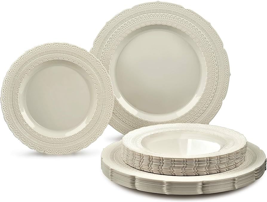 " OCCASIONS " 50 Plates Pack (25 Guests)-Extra Heavyweight Vintage Wedding Disposable/Reusable Pl... | Amazon (US)