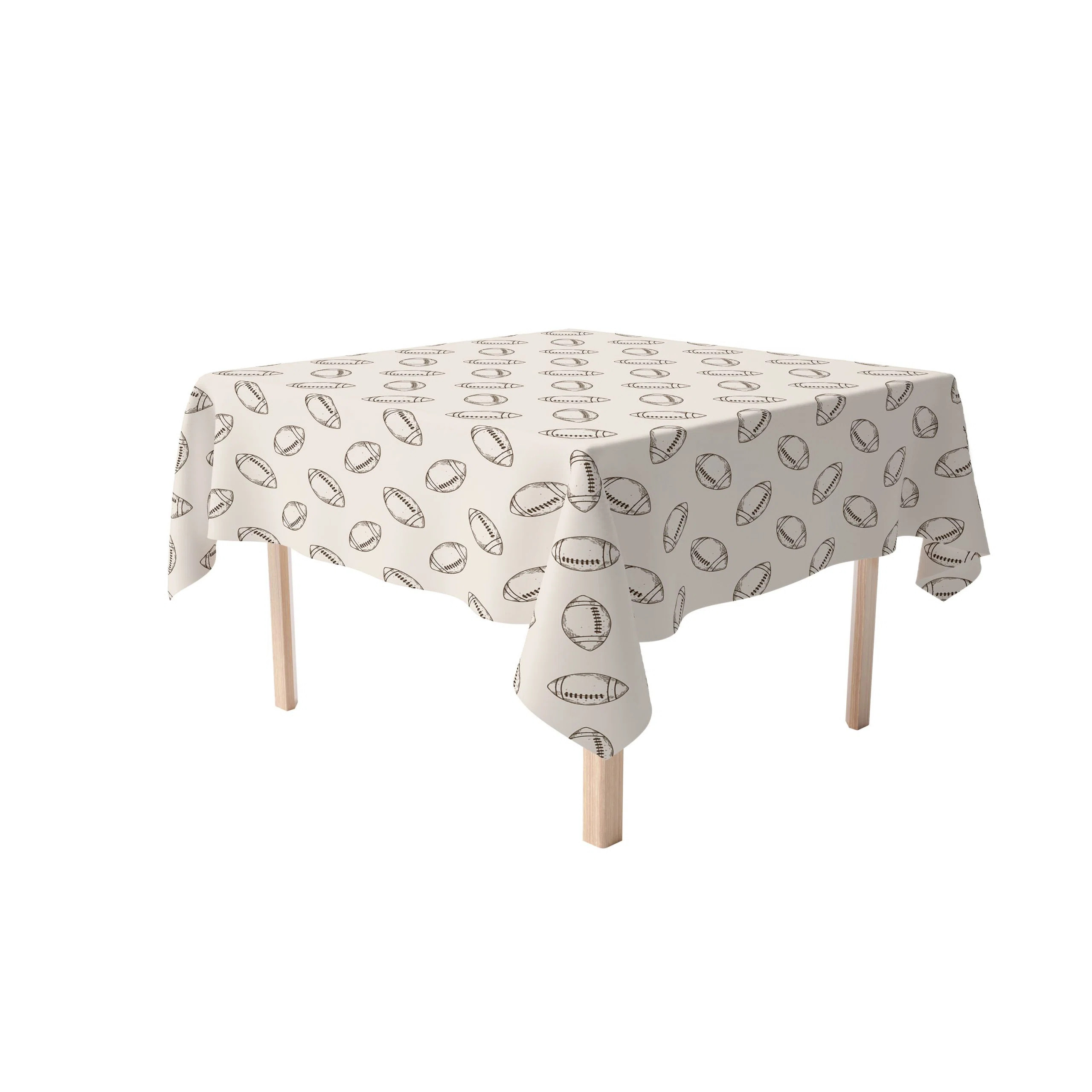Square Tablecloth, 100% Cotton, 52X52", Football Sketch | Wayfair North America