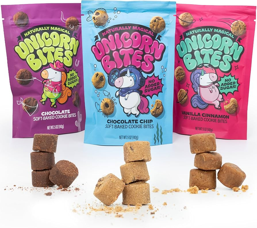 Unicorn Bites Mini Soft Baked Cookies (Variety 3-Pack) - Healthy Low Sugar Snacks for Kids, Natur... | Amazon (US)
