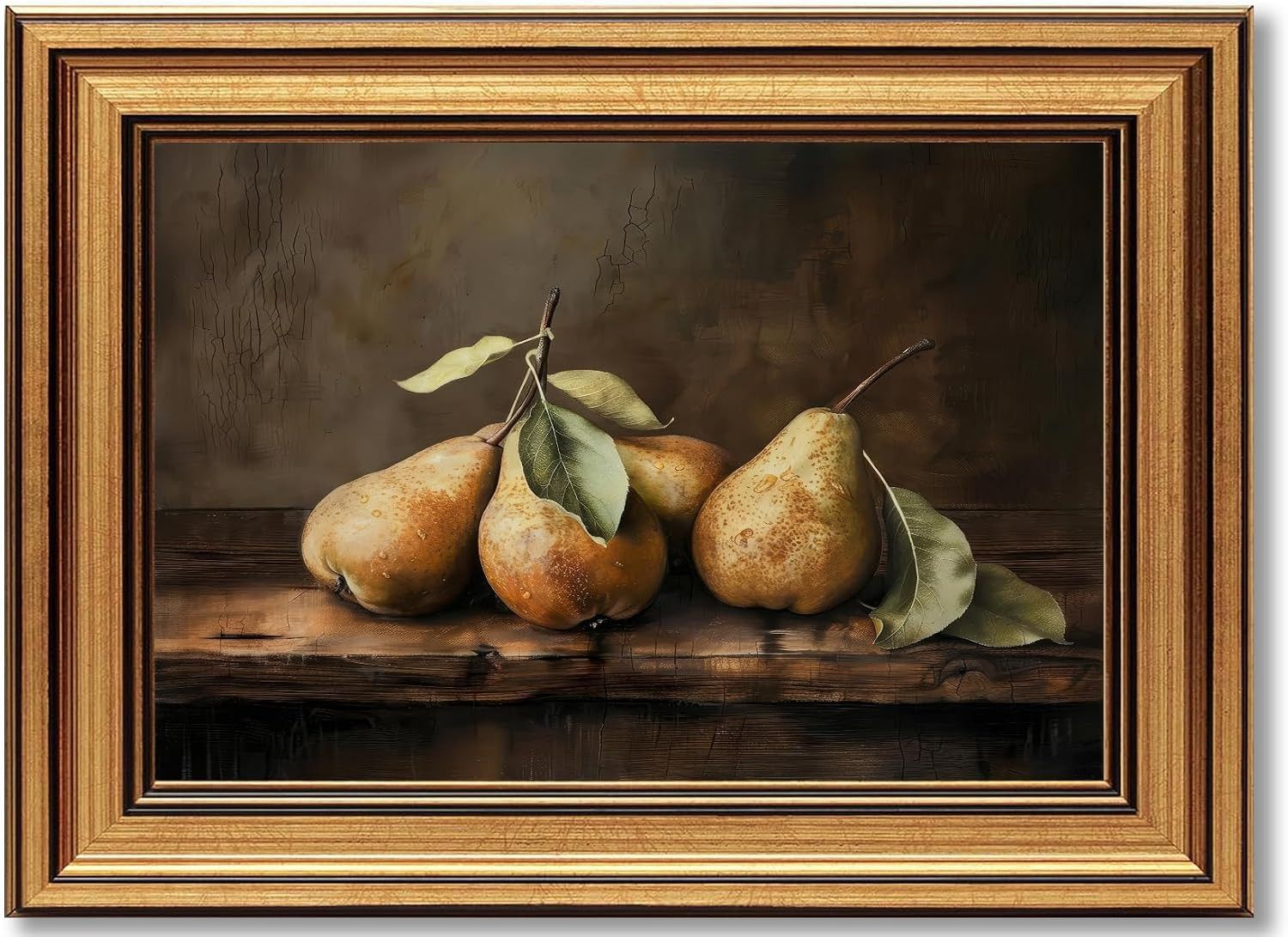 Gold Framed Vintage Country Kitchen Canvas Wall Art, Still Life Pear Painting Picture Wall Decor, Rustic Farmhouse Poster Print Artwork for Kitchen, Bedroom, Living Room, Home Decoration 9x11in | Amazon (US)