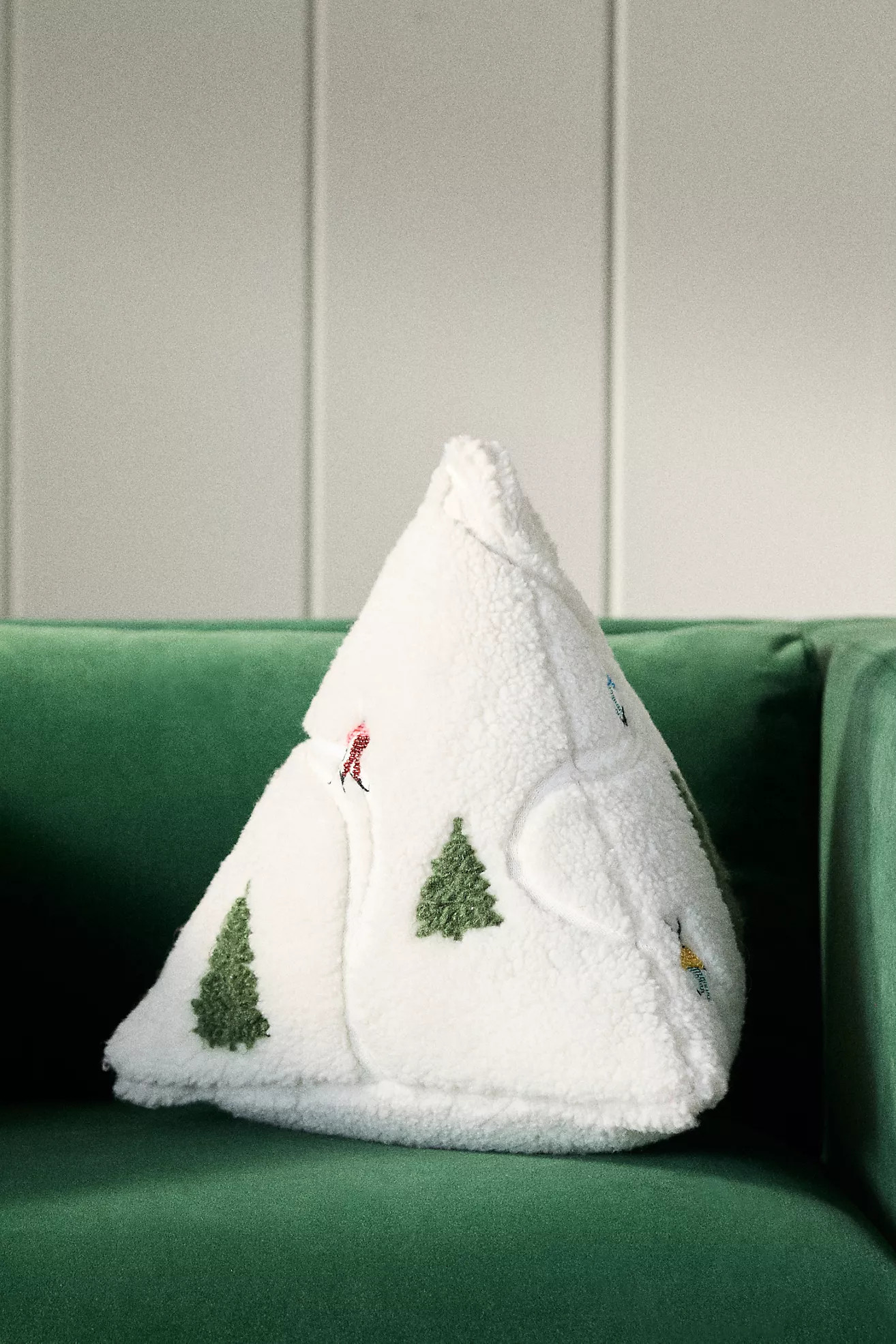 Mountain Skiers Embroidered Pillow | Anthropologie (US)
