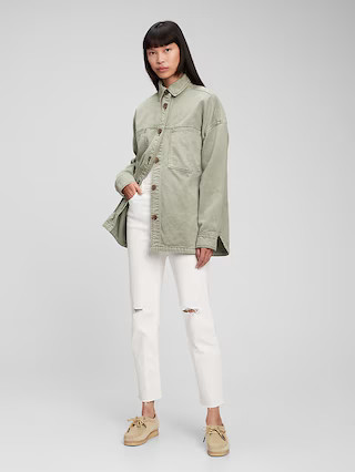 Oversized Khaki Shirt Jacket with Washwell | Gap (US)