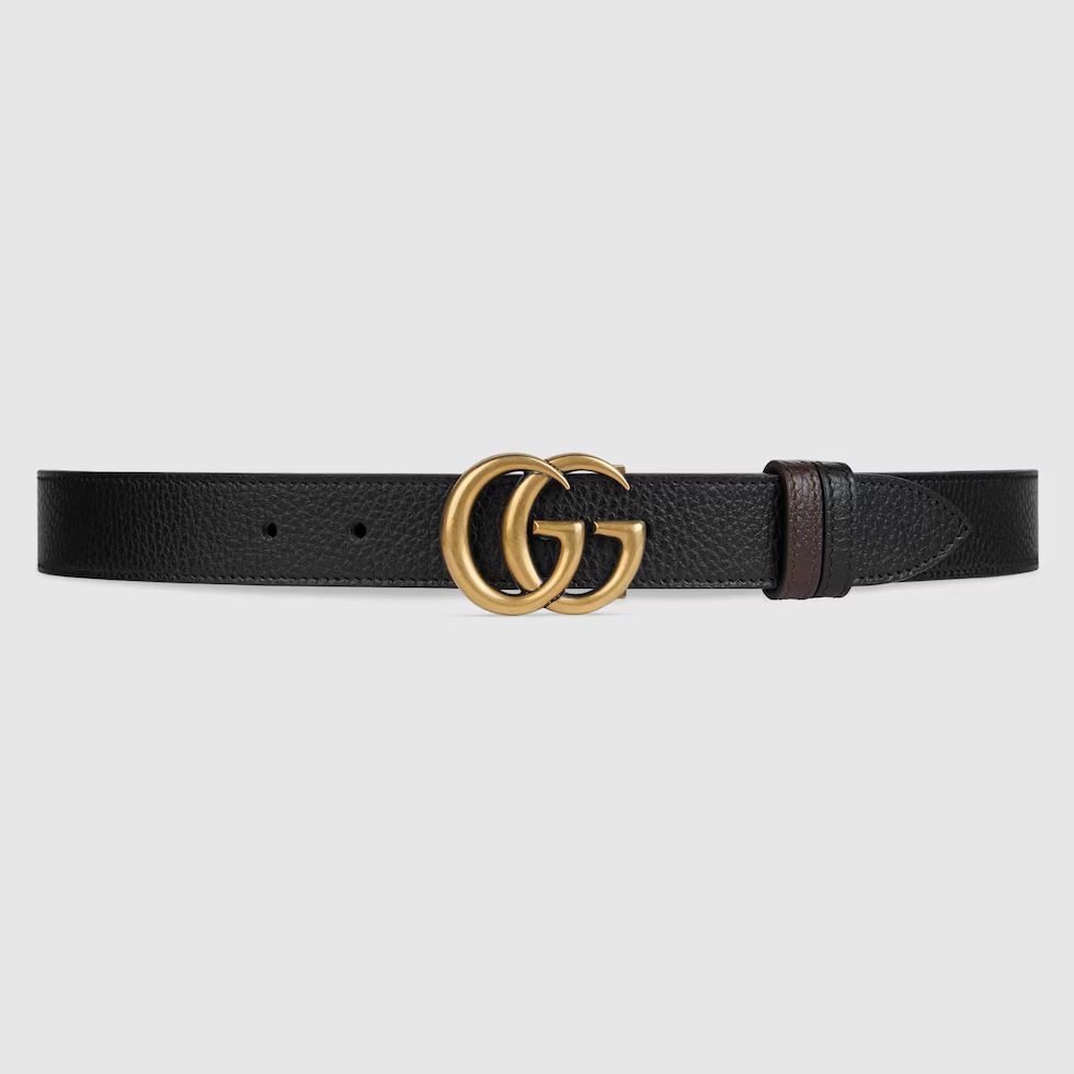 Reversible thin belt with Double G buckle | Gucci (US)