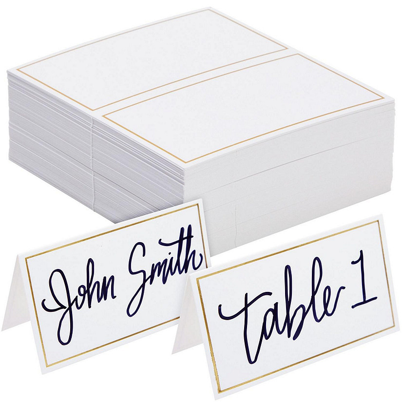 100 Pack Place Cards for Table Setting - Name Cards with Gold Foil Border for Wedding, Banquets, ... | Oriental Trading Company